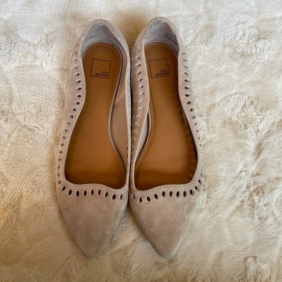 14th & Union Shoes - 14TH & UNION Suede Pointed Toe Cutout Flats Sz 7